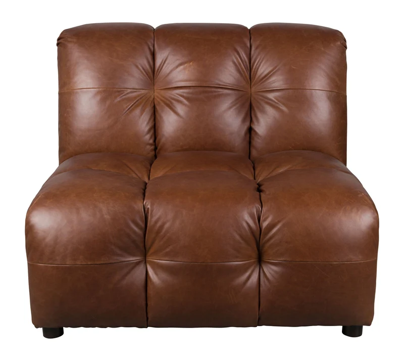 Modulares Sofa-Element Hackman ohne Armlehne aus Leder, Schokobraun