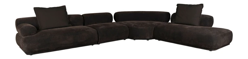Ecksofa Rembrandt 7,5-Sitzer Links, Dark Brown mit Rippstoff