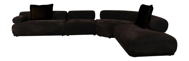 Ecksofa Rembrandt 7,5-Sitzer Links, Dark Brown mit Rippstoff
