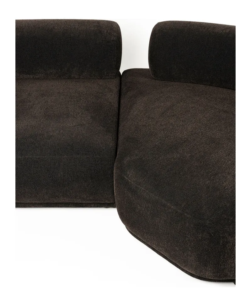 Ecksofa Rembrandt 7,5-Sitzer Links, Dark Brown mit Rippstoff