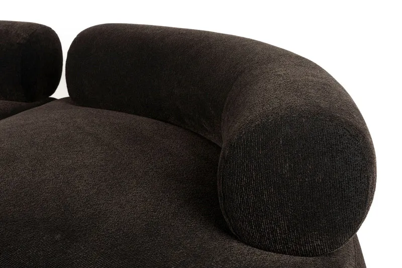 Ecksofa Rembrandt 7,5-Sitzer Links, Dark Brown mit Rippstoff