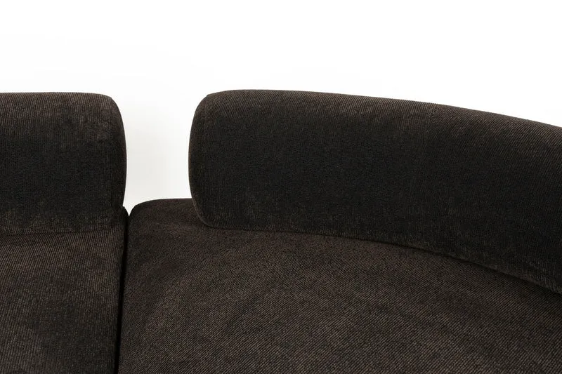 Ecksofa Rembrandt 7,5-Sitzer Links, Dark Brown mit Rippstoff