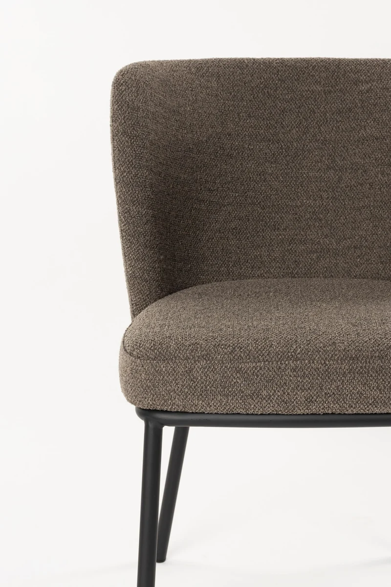 Esszimmerstuhl Guus im 2er-Set, Braun mit Bouclé und Metallgestell