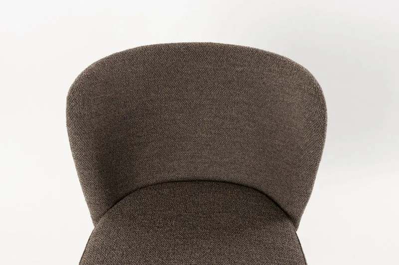 Esszimmerstuhl Guus im 2er-Set, Braun mit Bouclé und Metallgestell