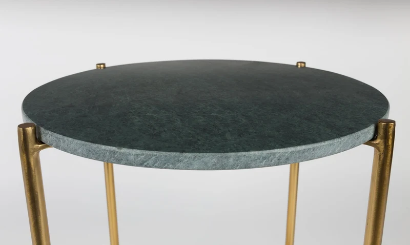 Beistelltisch Timpa aus Marmor mit goldenem Metallgestell, Grün