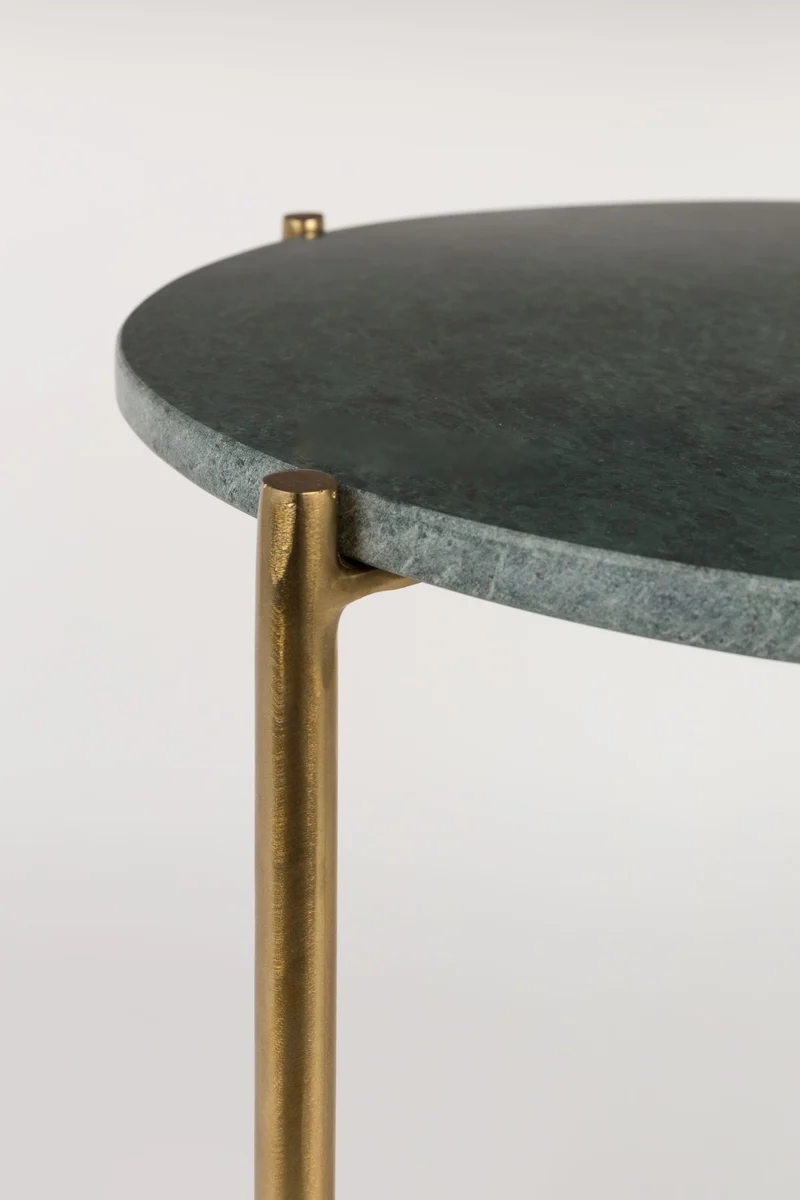 Beistelltisch Timpa aus Marmor mit goldenem Metallgestell, Grün