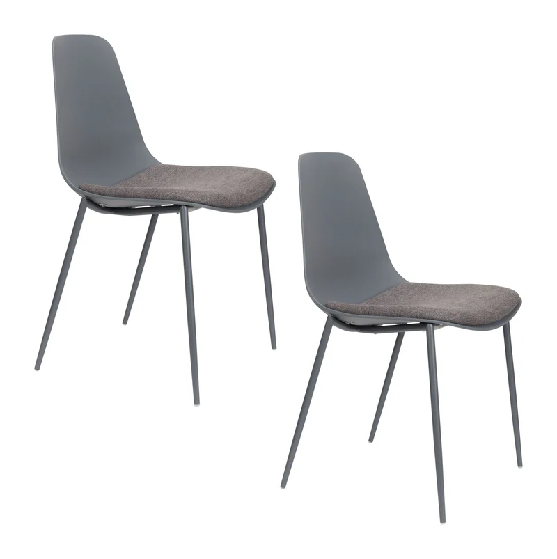 Esszimmerstuhl Jeffrey im 4er-Set, Grau mit Metallgestell