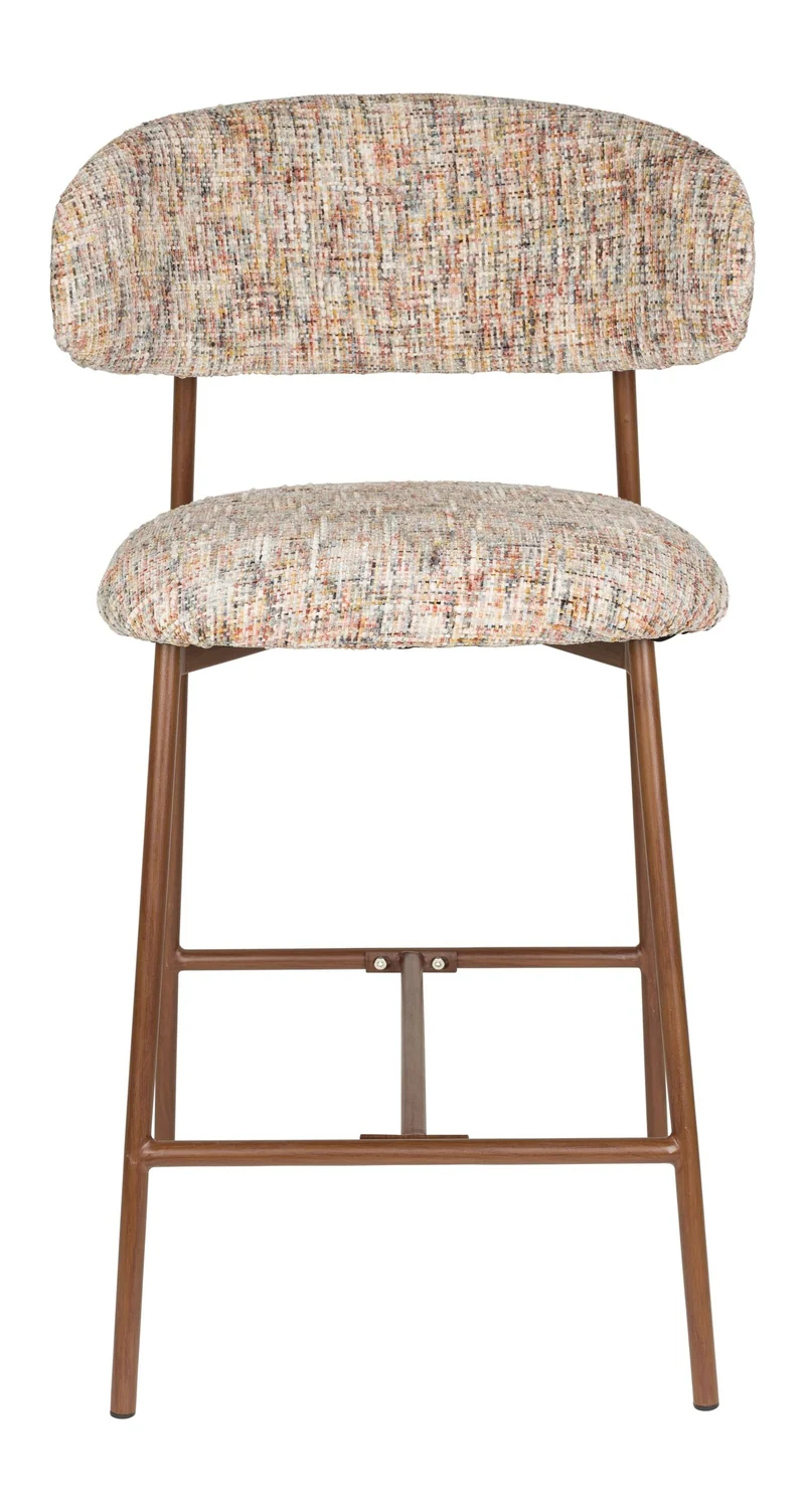 Barhocker Claes im 2er-Set, Beige mit meliertem Bezug, Metallgestell