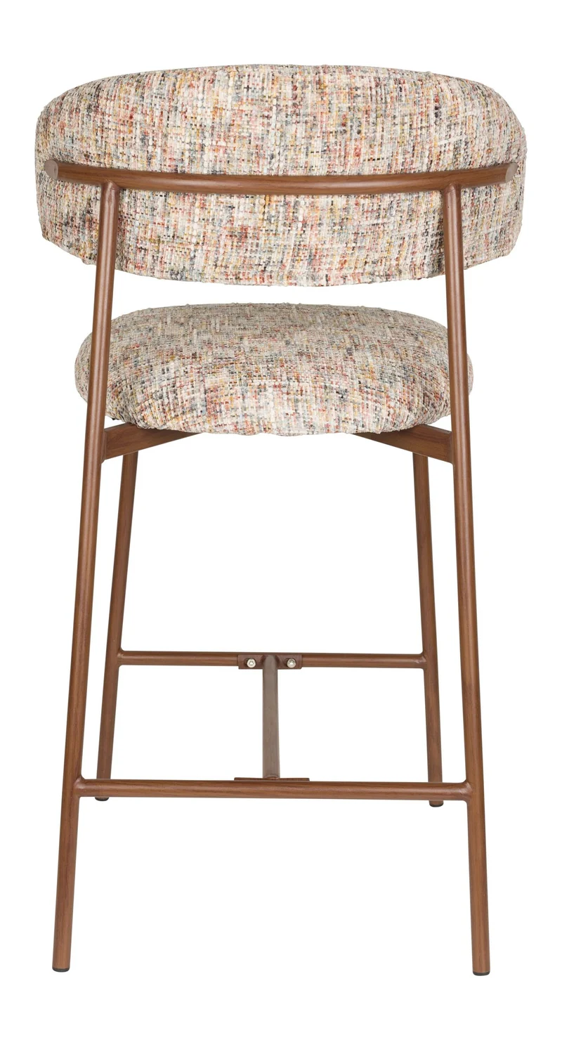 Barhocker Claes im 2er-Set, Beige mit meliertem Bezug, Metallgestell