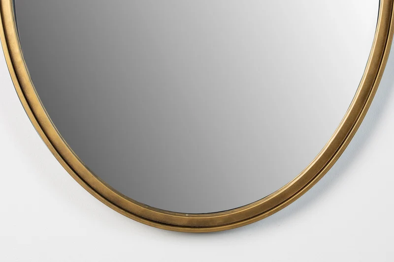 Wandspiegel Matz Oval aus Metall in Antique Brass, 60x160 cm