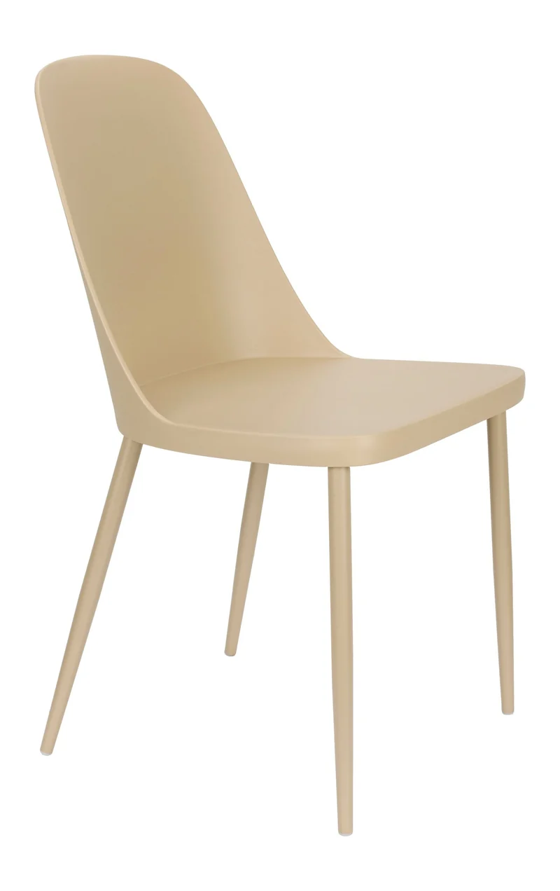 Esszimmerstuhl Pip im 2er-Set, Beige mit durchgefärbtem Metallgestell