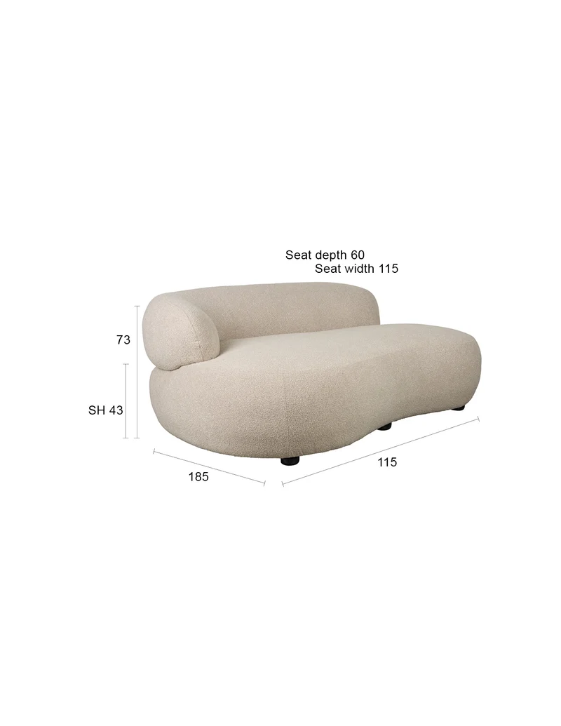 Sofa Noxx 2,5-Sitzer Beige mit weichem Teddy-Stoff-Bezug