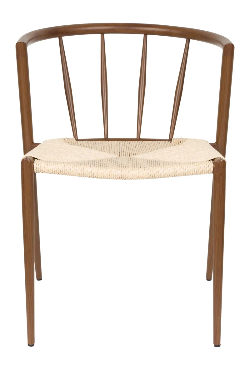 Esszimmerstuhl Che im 2er-Set, Walnut mit Seilsitz und Eisengestell