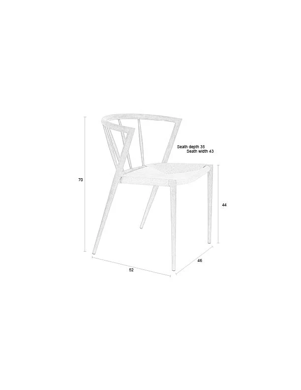 Esszimmerstuhl Che im 2er-Set, Walnut mit Seilsitz und Eisengestell