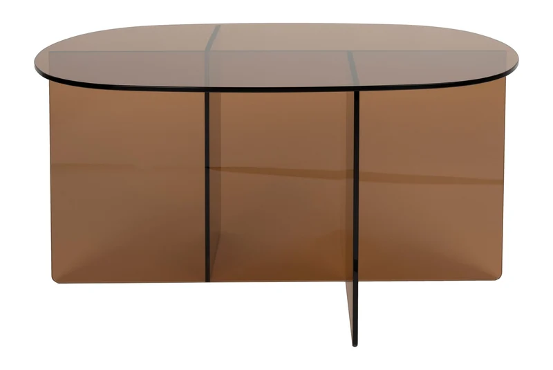 Couchtisch Linea Brown aus Glas mit ovaler Tischplatte von Zuiver