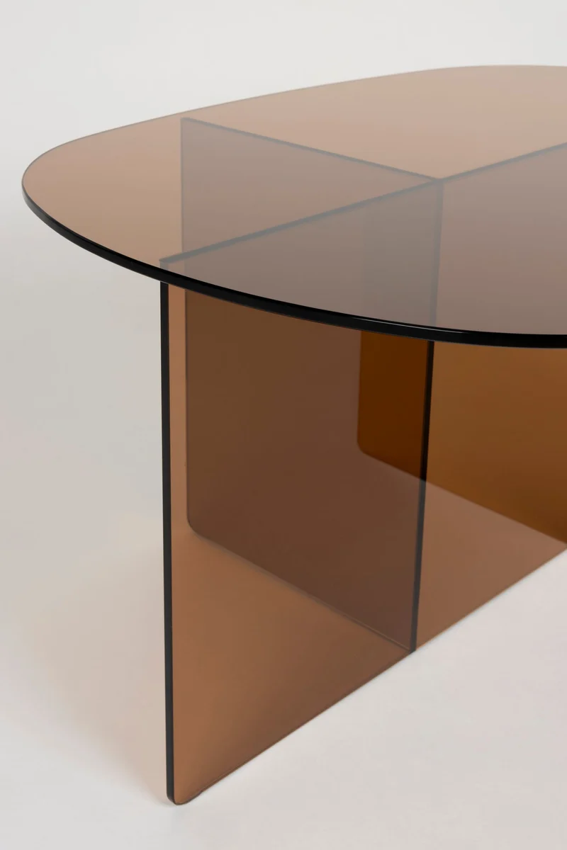 Couchtisch Linea Brown aus Glas mit ovaler Tischplatte von Zuiver