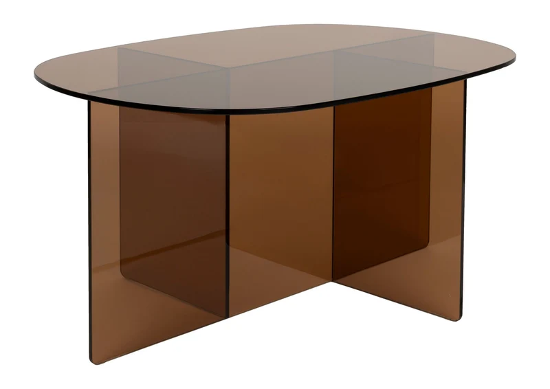 Couchtisch Linea Brown aus Glas mit ovaler Tischplatte von Zuiver