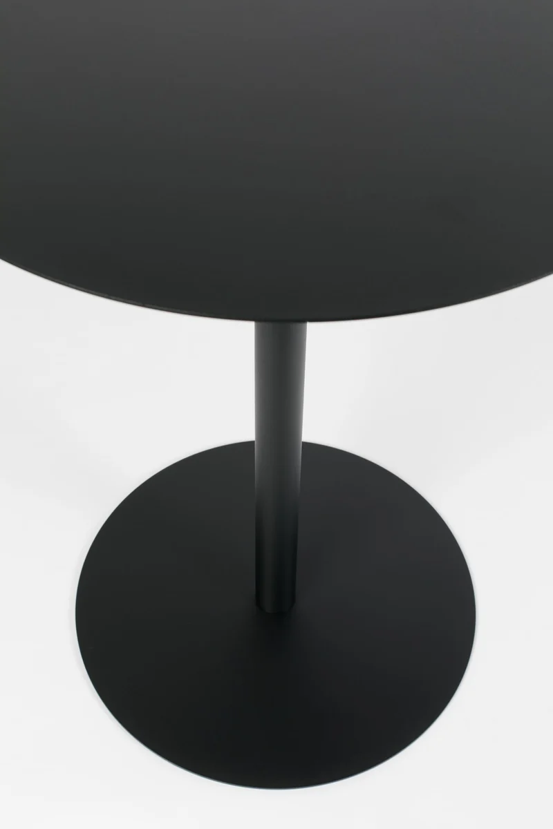 Bistrotisch Snow Black von Zuiver, runder Tisch aus Stahl, Schwarz