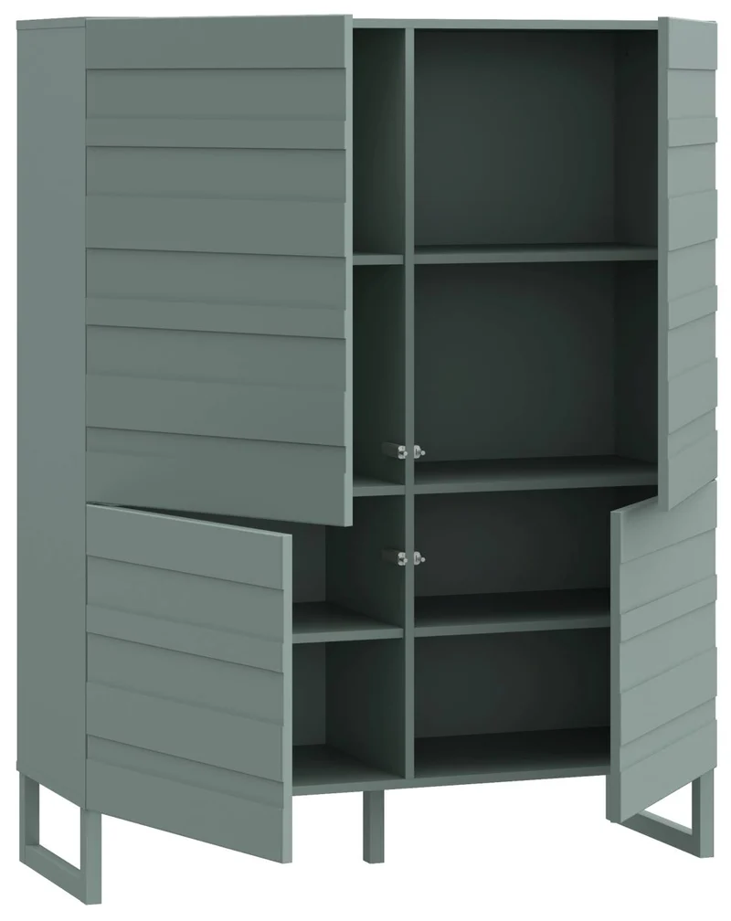 Highboard BRETANIA mit 4 Türen Weiß oder Salbei von Forte