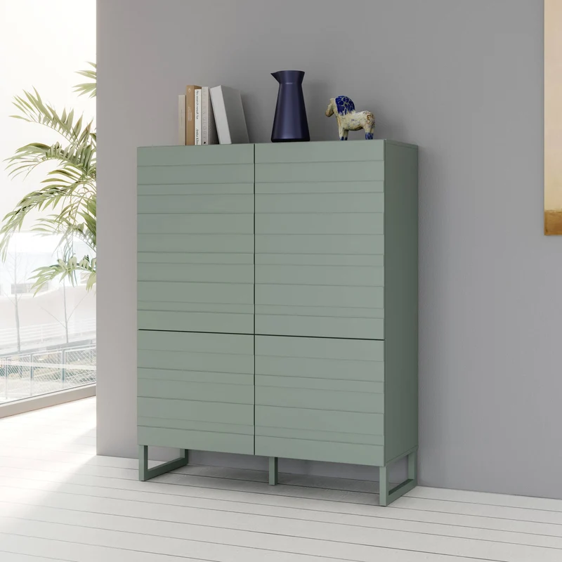 Highboard BRETANIA mit 4 Türen Weiß oder Salbei von Forte