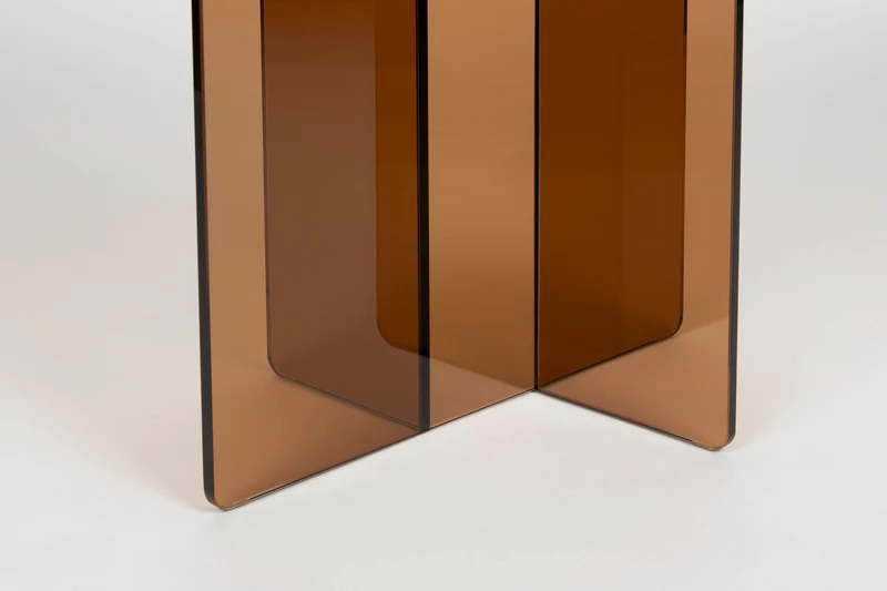 Beistelltisch Linea aus Glas in Braun, rund und modern von Zuiver