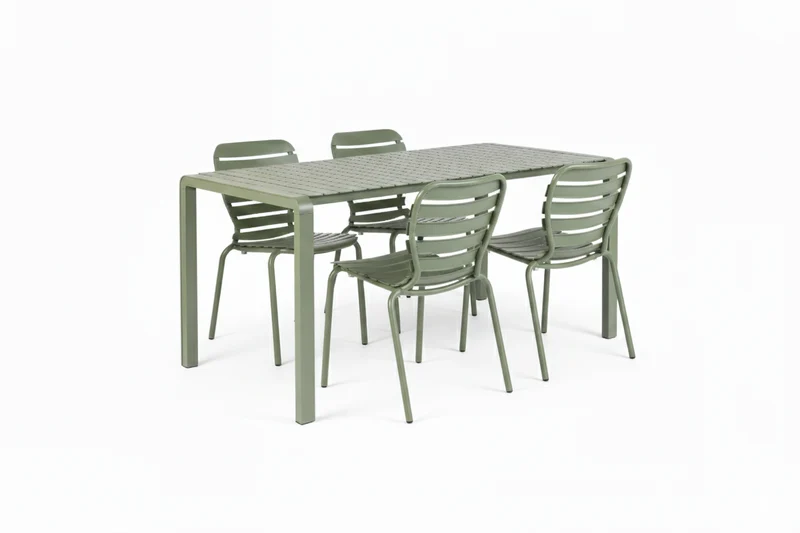 Gartenmöbel-Set Vondel mit Tisch & 4 Stühlen aus Aluminium in Grün