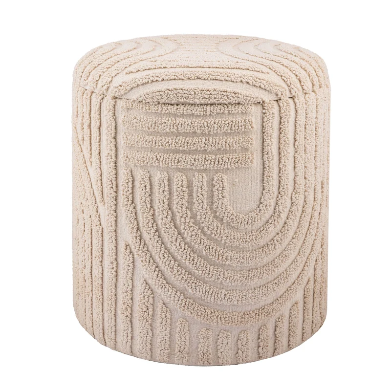 Dekohocker Stauraum Baumwolle Ø40×45cm abnehmbarer Deckel Beige Boho