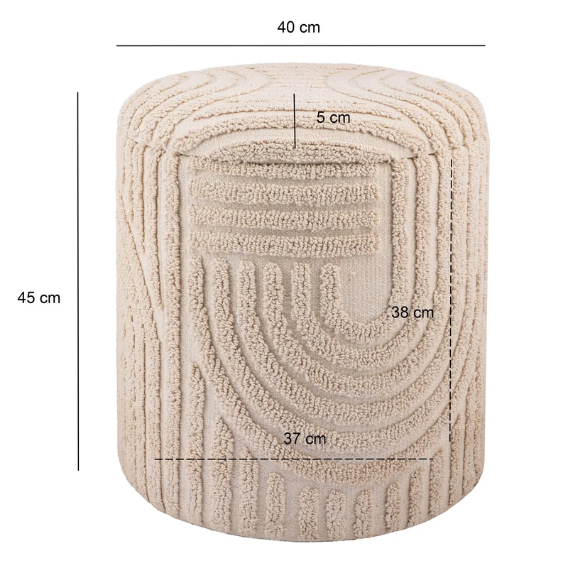 Dekohocker Stauraum Baumwolle Ø40×45cm abnehmbarer Deckel Beige Boho