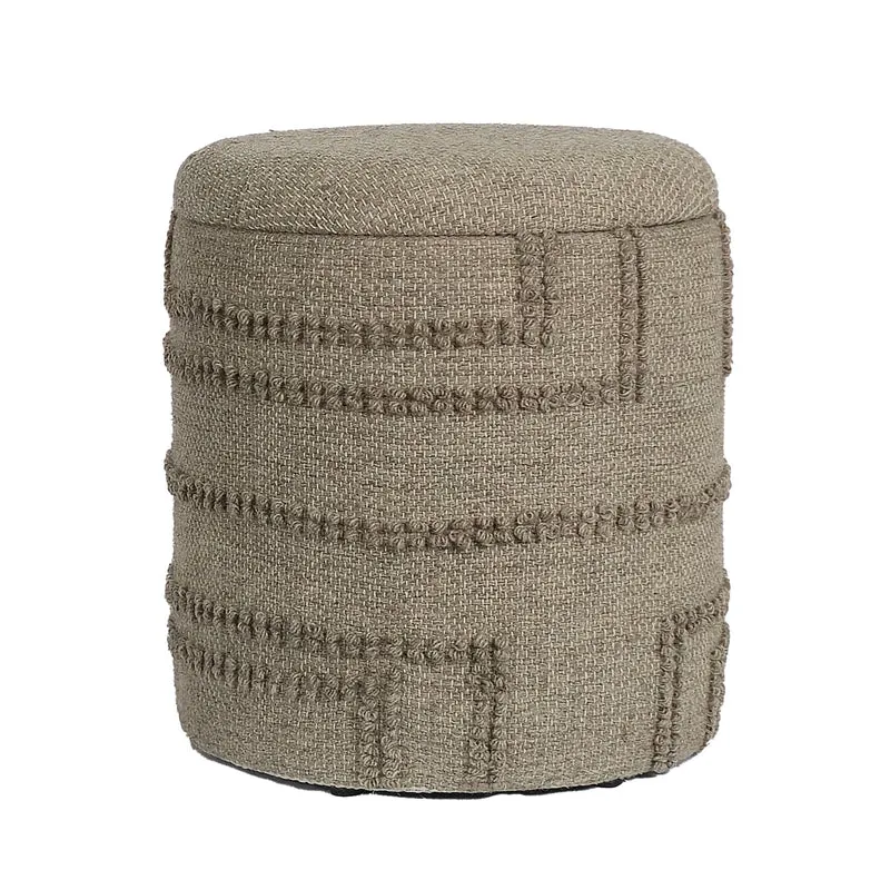 Sitzhocker rund Wolle Braun Ø40x45cm mit Stauraum Boho Design