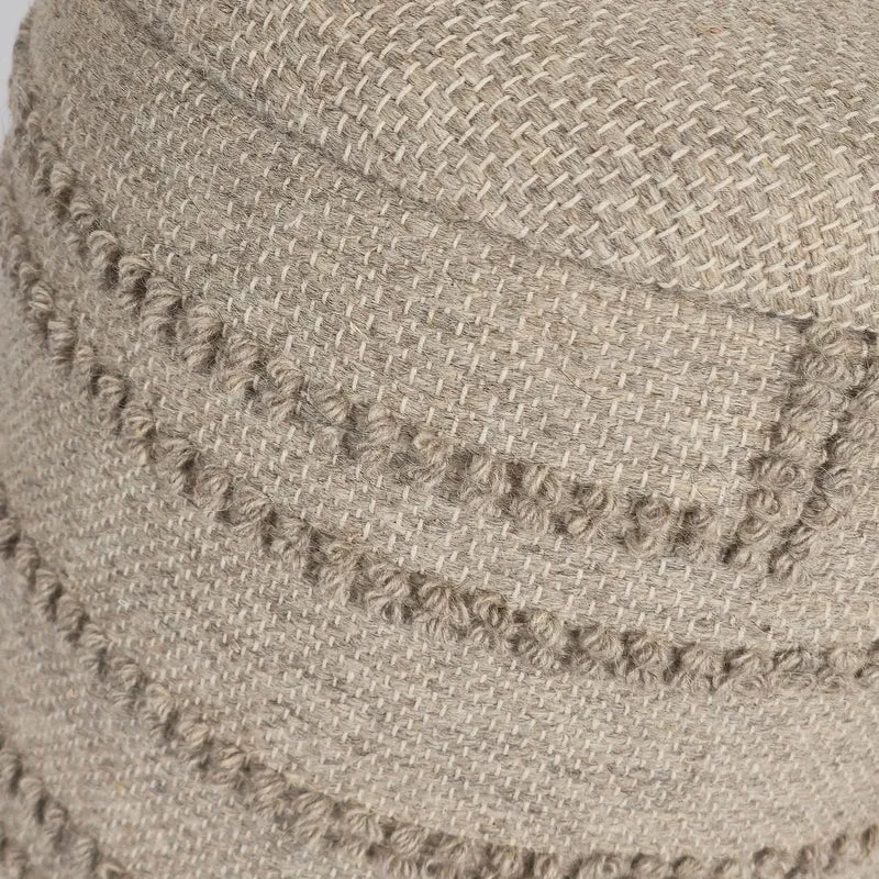 Sitzhocker rund Wolle Braun Ø40x45cm mit Stauraum Boho Design