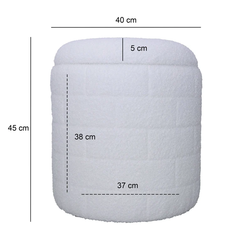 Sitzhocker mit Stauraum 40x40x45 cm Stoff Weiß abnehmbarer Deckel
