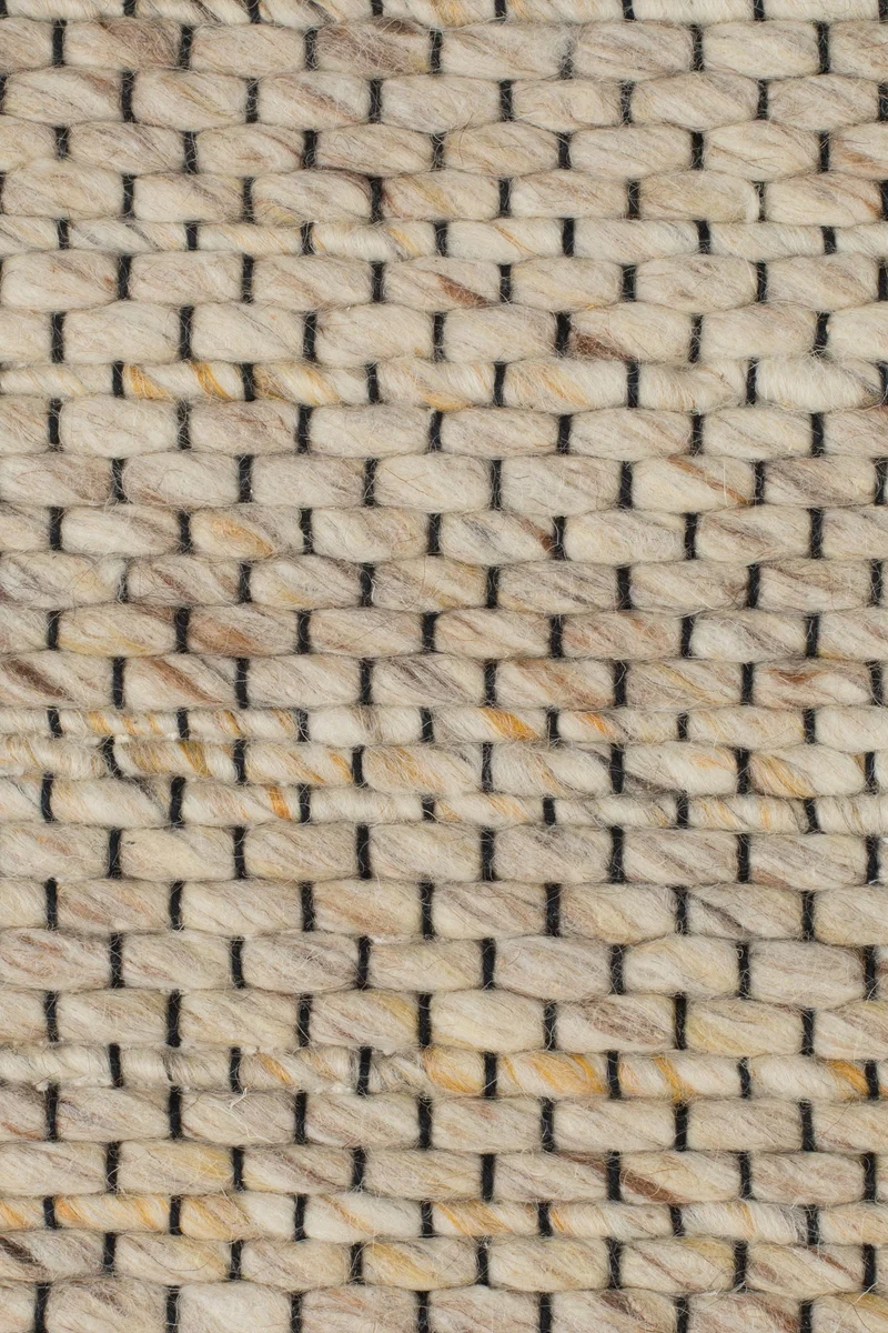 Teppich Frills 170x240 cm Beige/Yellow aus Wolle mit Fransenbordüre