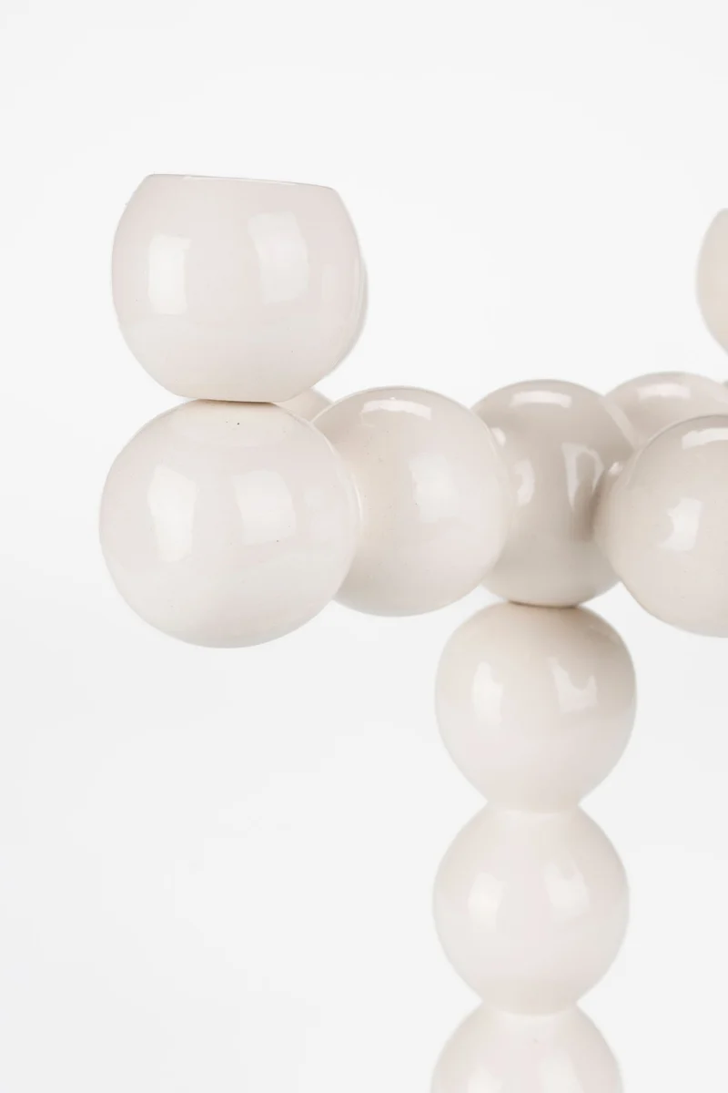 Kerzenständer Bubbles Four aus Aluminium, glänzendes Beige, 4 Kerzen