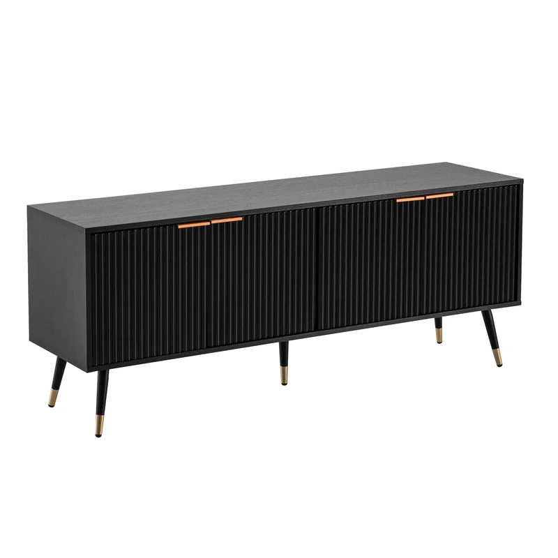 Lowboard Schwarz Eiche-Dekor 150x60x39cm TV-Kommode Modern Türen