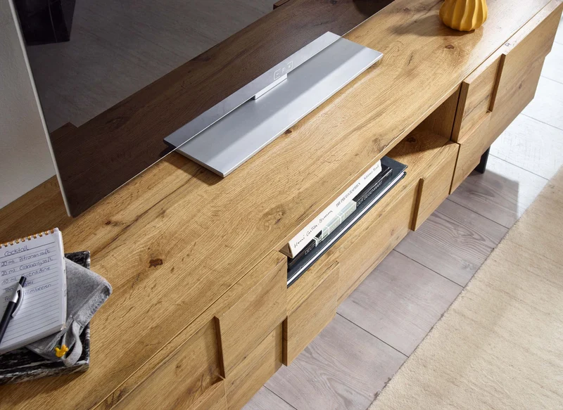 Lowboard Eiche-Dekor 160x46x43cm TV-Kommode 2 Türen Modern