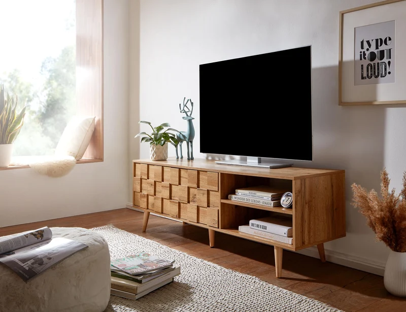 Lowboard Eiche-Dekor 160x51x40cm TV-Kommode 2 Türen Modern