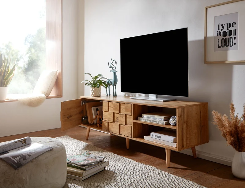 Lowboard Eiche-Dekor 160x51x40cm TV-Kommode 2 Türen Modern
