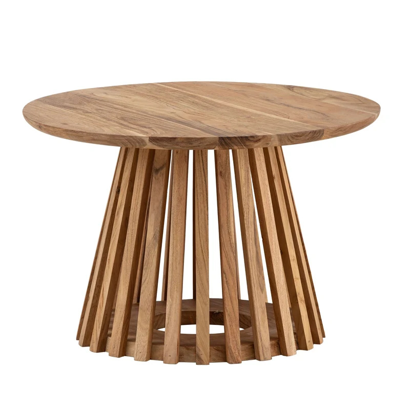 Couchtisch Akazie Massivholz Rund 60x60x40cm Gittergestell Modern