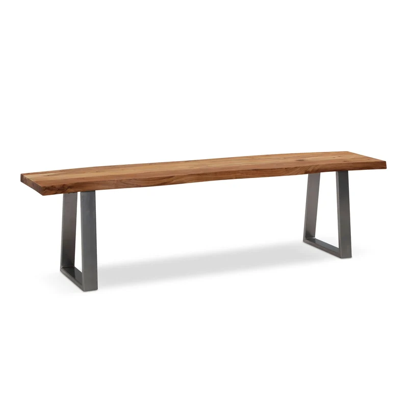 Esszimmerbank 180x40 Akazie Massivholz Metall Baumkante Modern