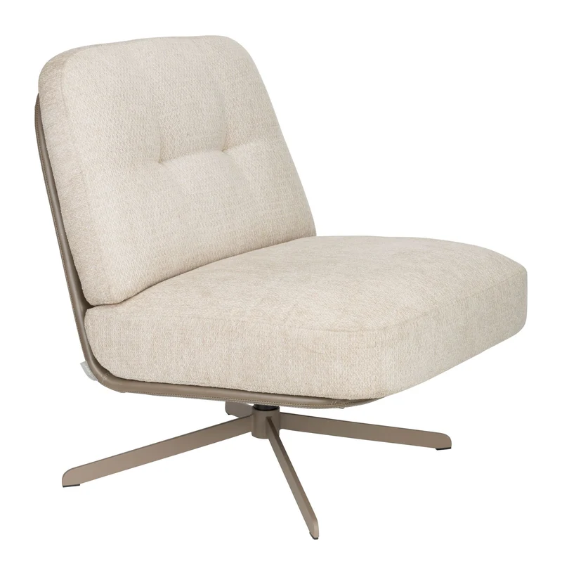 Loungesessel Benjamin mit drehbarem Metallgestell, Beige von Zuiver