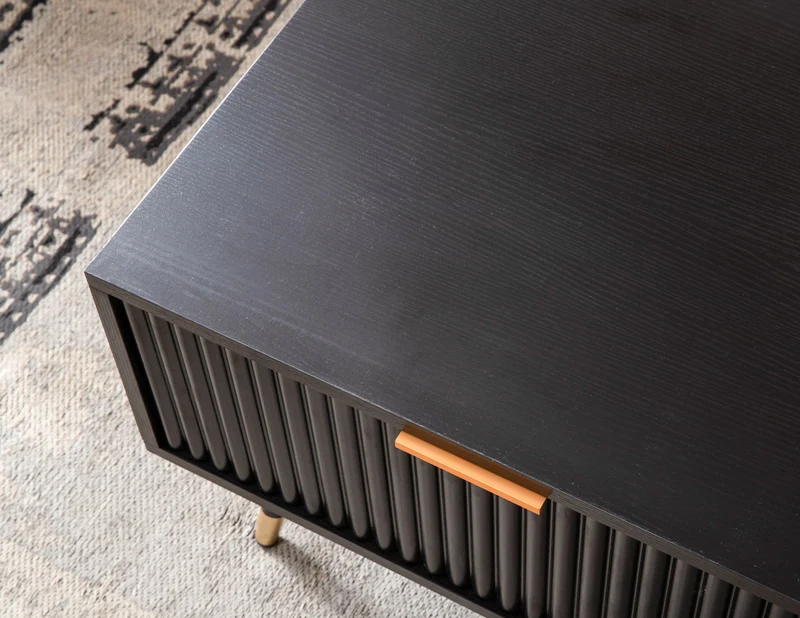 Couchtisch 110x60x43cm Schwarz Eiche-Dekor Rechteckig mit Stauraum