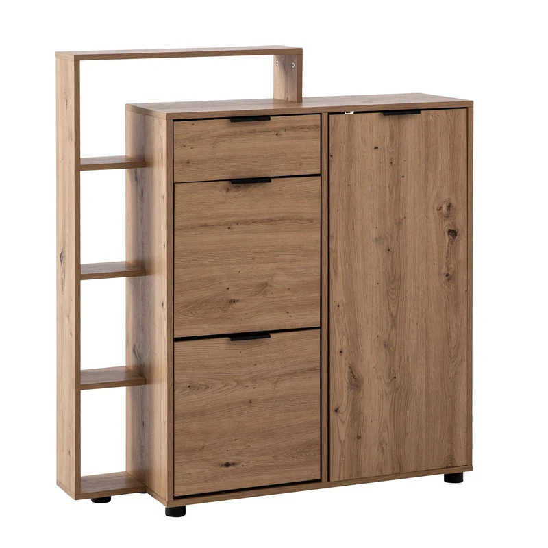 Schuhschrank Eiche-Dekor 98x110x30cm Schuhkipper mit Schublade Modern