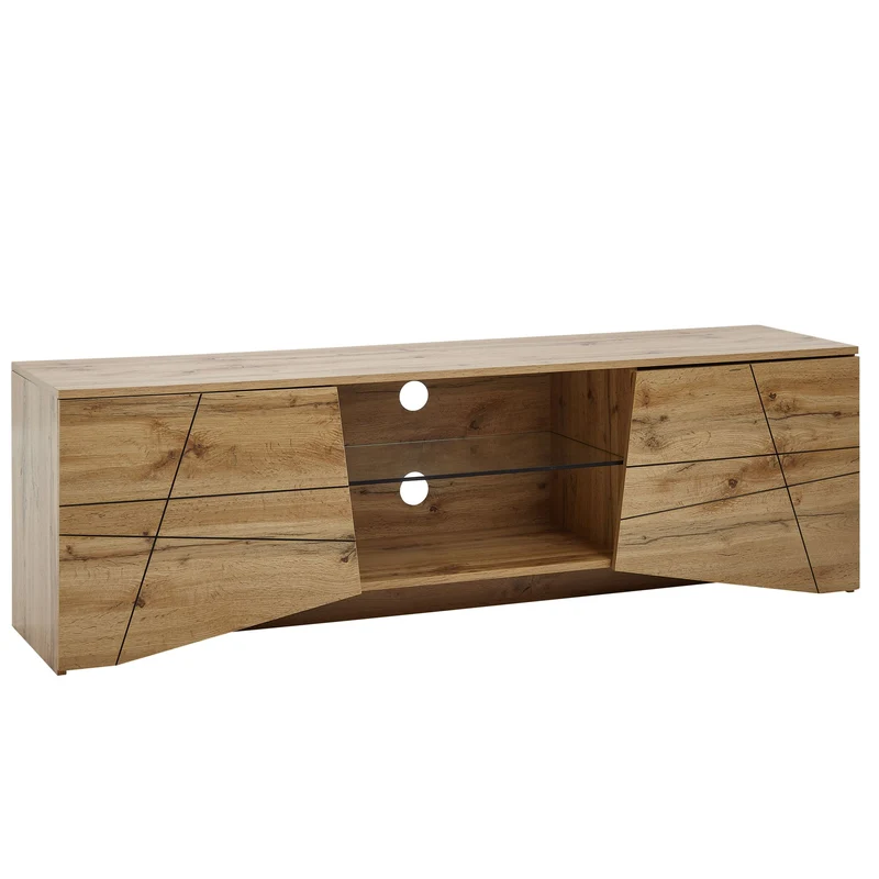 Lowboard Eiche-Dekor 160x50x40cm TV-Kommode 2 Türen Modern Wohnzimmer