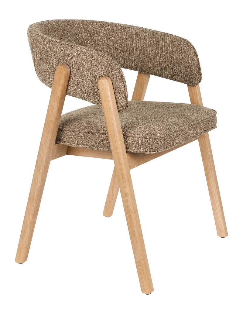 Sessel Bright Braun für Esszimmer mit Eichenholzgestell von Zuiver