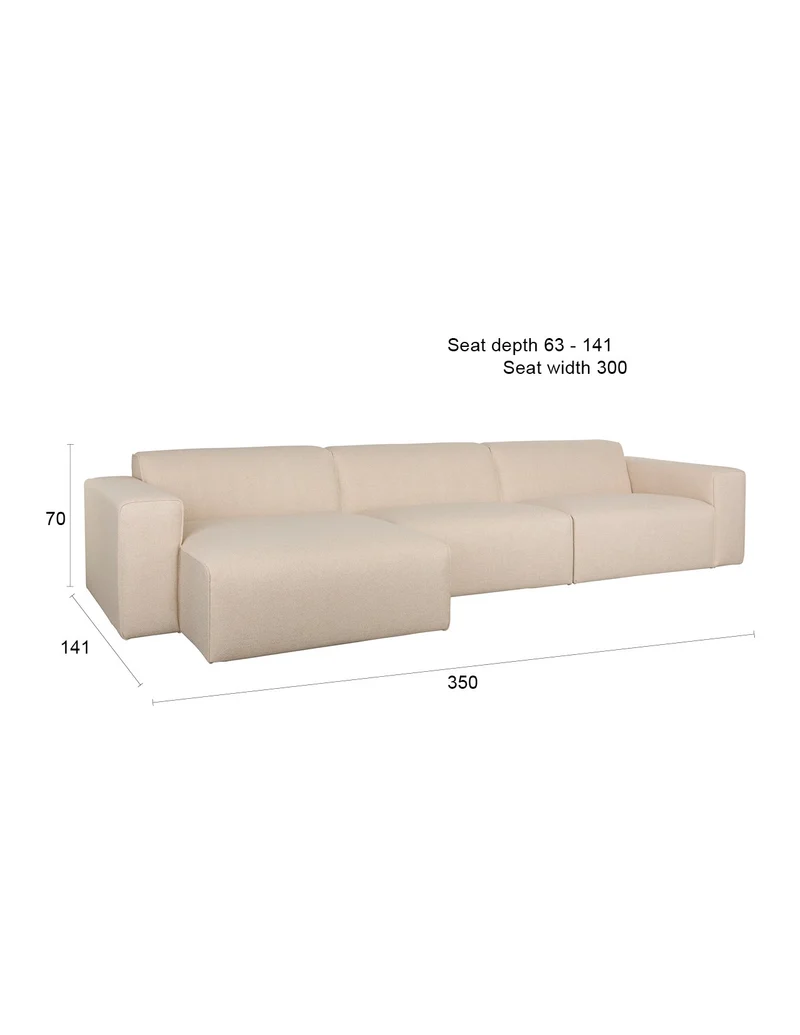 Sofa Milka 4,5-Sitzer links in Sand mit Chaiselongue von Zuiver