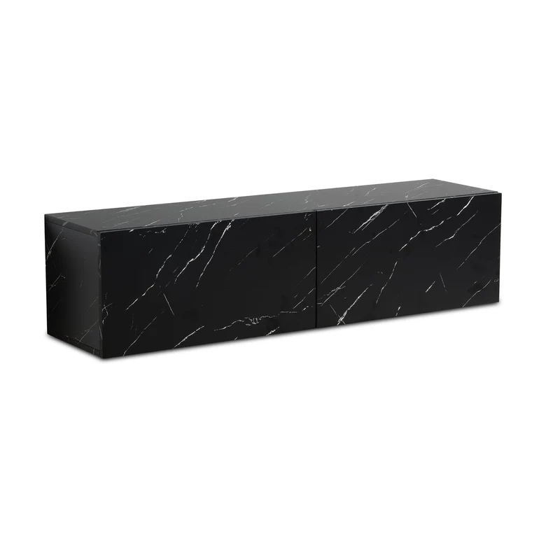 Lowboard Hängend Marmor-Optik Schwarz 120x30x30cm Klapptüren Modern