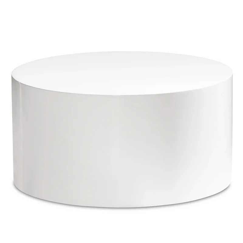Couchtisch Monobloc 60x60x30cm Weiß Hochglanz Rund Modern Design