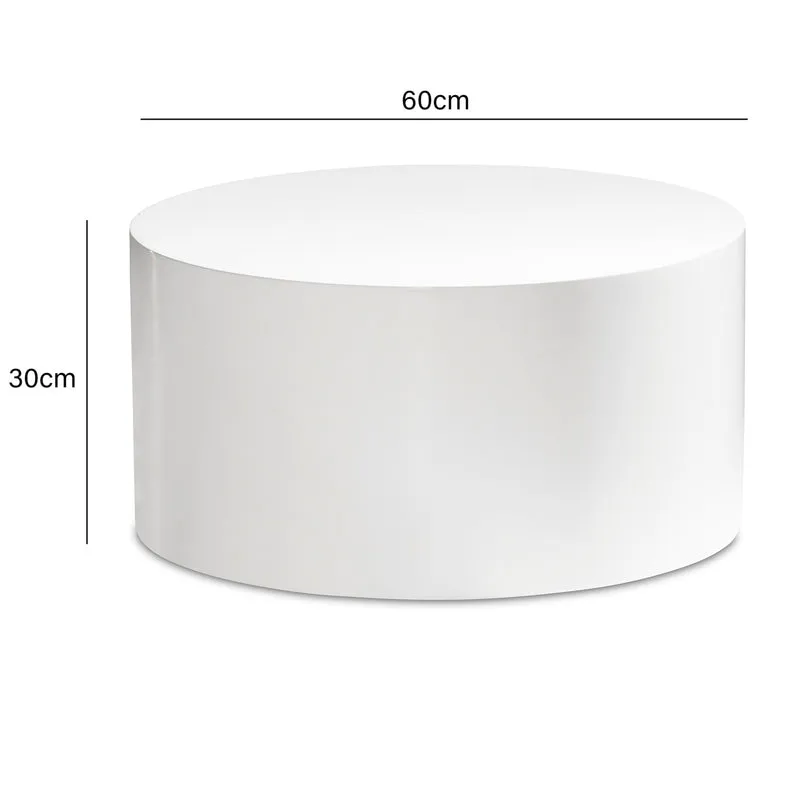 Couchtisch Monobloc 60x60x30cm Weiß Hochglanz Rund Modern Design