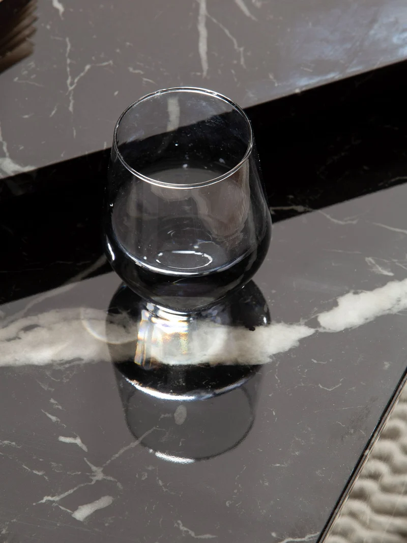Couchtisch Set Monobloc Schwarz Hochglanz Marmoroptik Ineinanderschiebbar