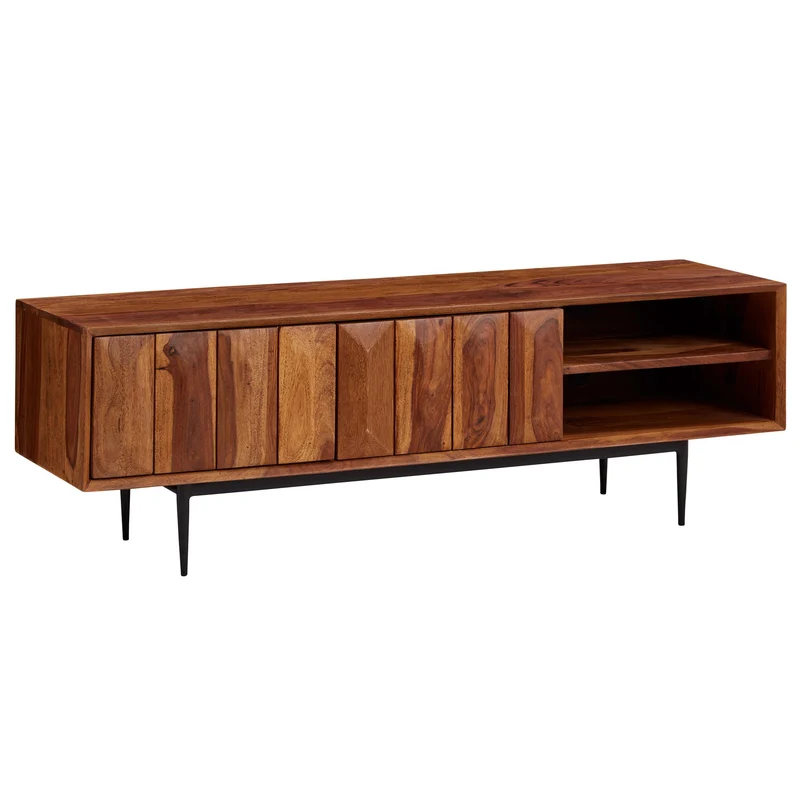 Lowboard Sheesham Massivholz 123x42x35cm TV-Kommode Modern Wohnzimmer